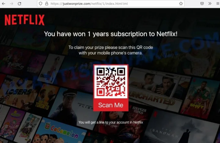Picture 5. QR Code Phishing Attacks Using Netflix